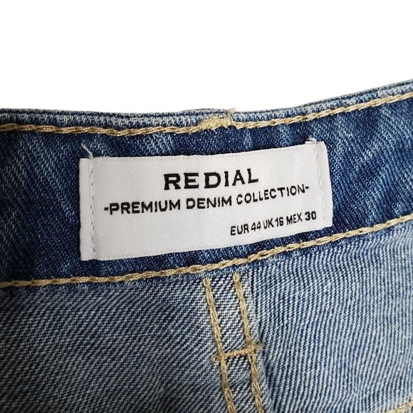 Redial Paris NWT Sz US 16 EU 44 High Waist Mom Jeans Straight Leg Premium Denim - Picture 8 of 10